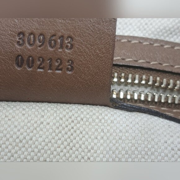 Gucci Women's Bag Tote Satchel Beige Monogram Leather Trim PVC 11.5 x 14.5 - Picture 3 of 16